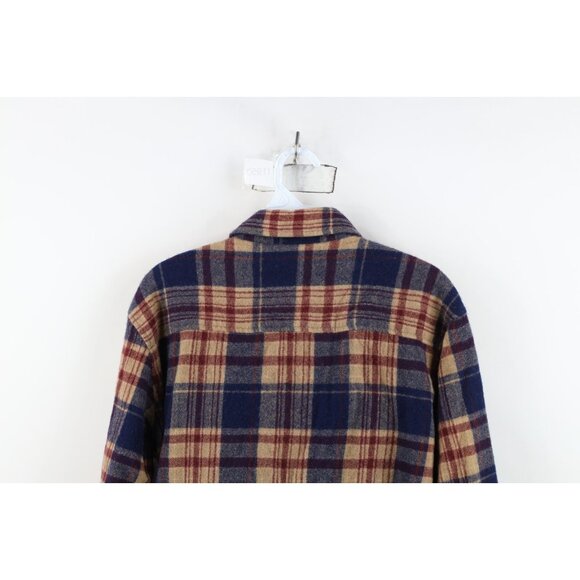 Vtg 70s 80s Streetwear Mens Medium Wool Blend Knit Collared Button Shirt Plaid - Picture 10 of 11
